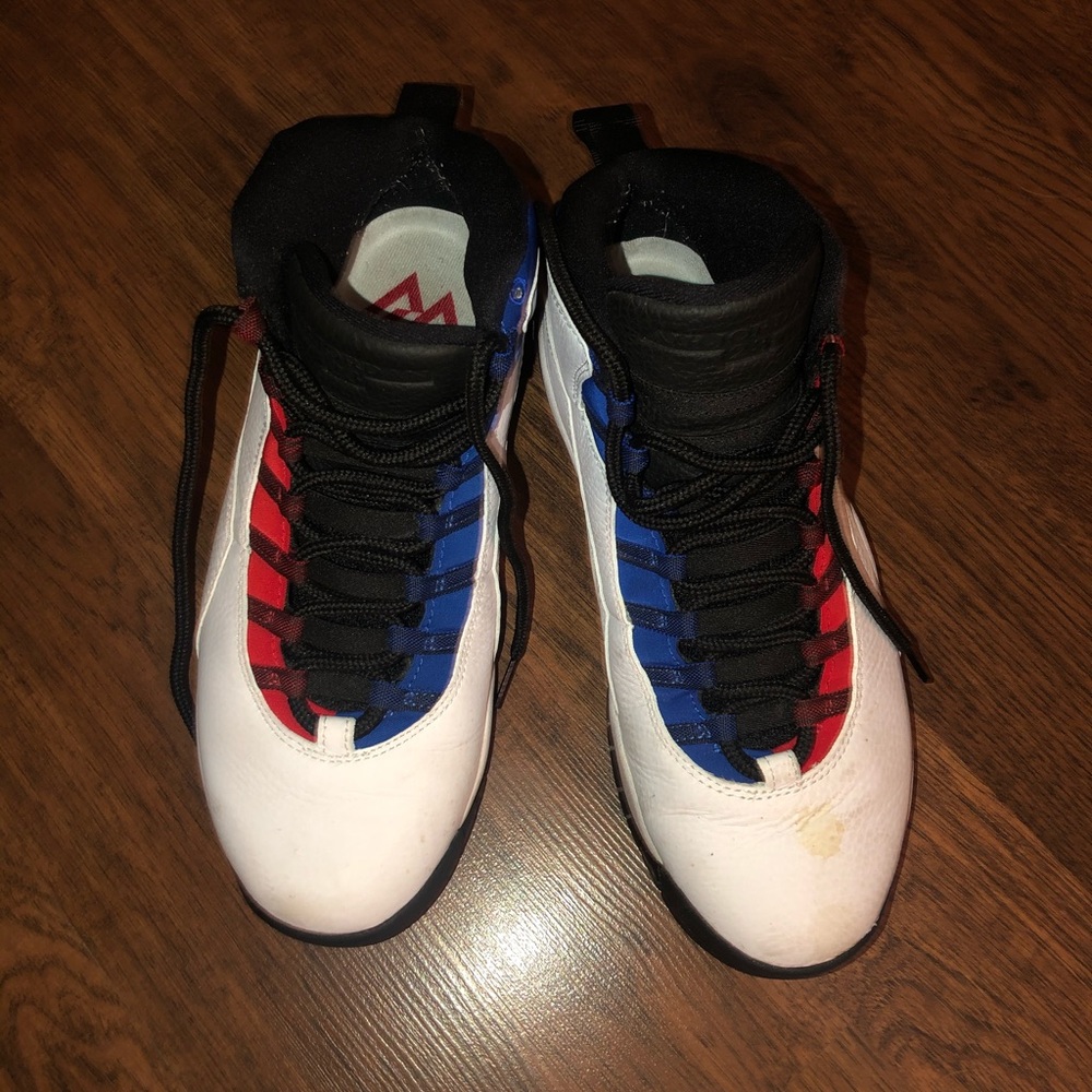 Jordan 10 white red & blue